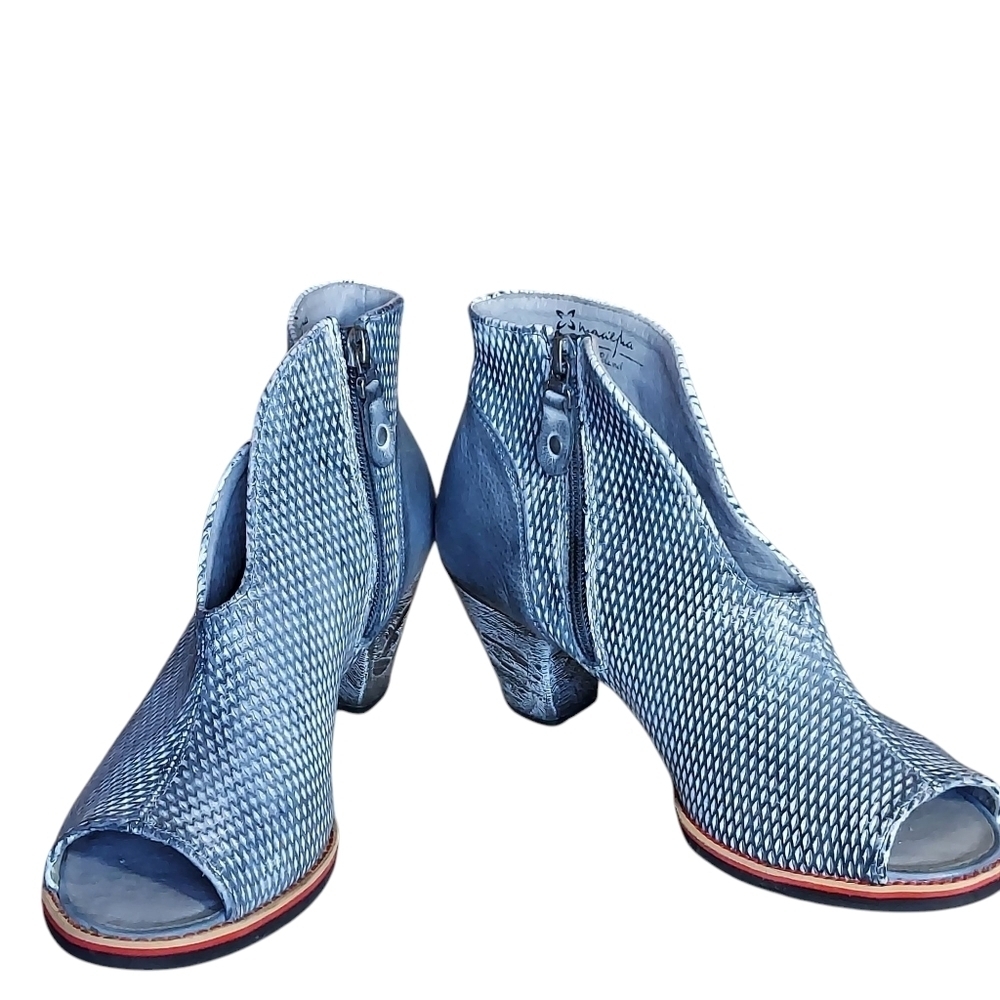 Tsakiris Mallas Greek Designer Leather Peep Toe Ankle Booties EU - Picture 15 of 15